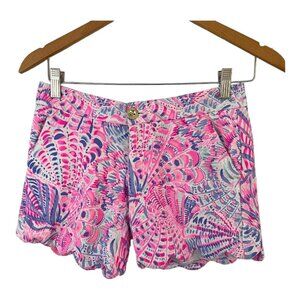 Lilly Pulitzer Raz Berry Buttercup Shorts Pink Blue Size 00 Style 005645